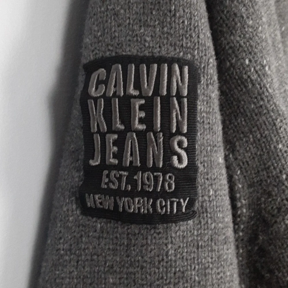Calvin Klein Men's Gray Heavy Patchwork Zip Up Sweater